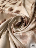 Animal Pattern Fine Brushed Stretch Cotton Sateen - Beige / Brown / Black