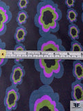 Italian Groovy Floral Chains Fine Cotton Batiste - Navy / Teal / Purple / Olive