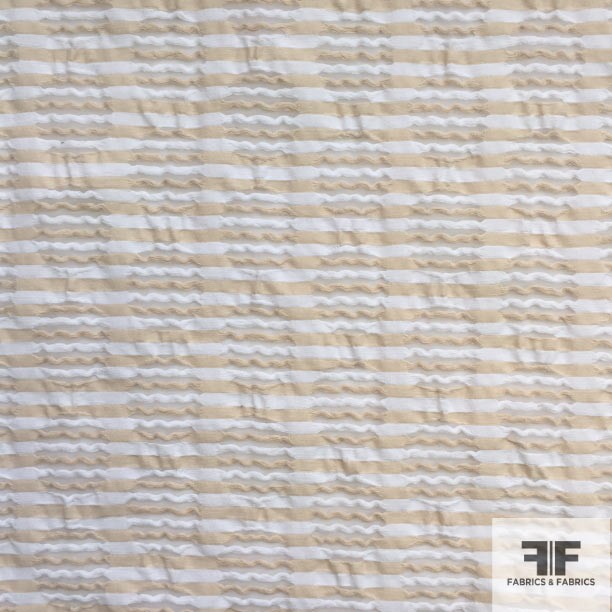 Striped Novelty Cotton - White/Beige