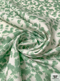 Painterly Spotted Printed Cotton Twill - Fern Green / Off-White
