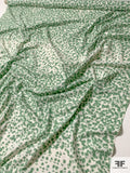 Painterly Spotted Printed Cotton Twill - Fern Green / Off-White