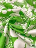 Animated Floral Fine Brushed Stretch Cotton Twill - Shamrock Green / Off-White