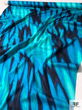 Streaky Printed Brushed Stretch Cotton Sateen - Turquoise / Ocean Green / Navy