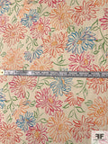 Floral Sketch Printed Brushed Stretch Fine Cotton Twill - Light Beige / Multicolor