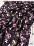 Lovers Floral Printed Stretch Cotton Twill - Orchid / Black / Shades of Grey
