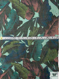 Large Leaf Printed Cotton Voile - Dusty Seafoam / Teal / Green / Mauve