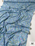 Paisley Printed Lightweight Stretch Cotton Twill - Shades of Blue / Aqua / Chartrease