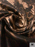 Wild Floral Stretch Shiny Cotton Satin - Shades of Brown