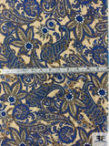Paisley Printed Cotton Lawn - Royal Blue / Tan / Light Brown
