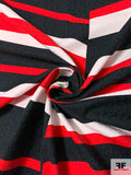 Italian Bold Geometric Jacquard Cotton Pique - Red / Black / White
