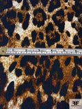 Animal Pattern Printed Stretch Cotton Twill - Navy / Shades of Brown