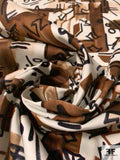 Italian Picasso-Look Printed Stretch Cotton Sateen - Brown / Black / Off-White