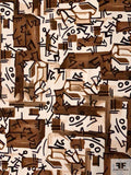 Italian Picasso-Look Printed Stretch Cotton Sateen - Brown / Black / Off-White