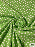 Polka Dot Printed Stretch Cotton Pique - Green / White