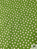 Polka Dot Printed Stretch Cotton Pique - Green / White