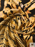 Ethnic Animal Pattern Printed Cotton Sateen-Lawn - Yellow / Black / Tans