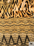Ethnic Animal Pattern Printed Cotton Sateen-Lawn - Yellow / Black / Tans
