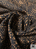 Abstract Animal Splatter Printed Stretch Cotton Twill - Tan / Black