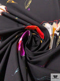 Gorgeous Floral Printed Stretch Cotton Sateen-Poplin - Multicolor / Black
