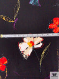Gorgeous Floral Printed Stretch Cotton Sateen-Poplin - Multicolor / Black