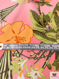 Tropical Floral Printed Cotton Lawn - Pink / Orange / Greens