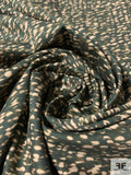 Italian Hazy Pebble-Look Printed Stretch Cotton Sateen - Dark Olive Green / Beige
