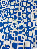 Interlocking Rings Printed Stretch Cotton Sateen - Blue / Off-White