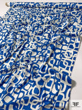Interlocking Rings Printed Stretch Cotton Sateen - Blue / Off-White