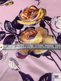 Beautiful Floral Printed Cotton-Rayon Satin - Dusty Orchid / Purples / Yellow