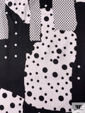 Polka Dot Collage Printed Cotton Sateen - Black / White