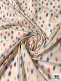 Hazy Dots Printed Fine Stretch Cotton Poplin - Cream / Blue / Red / Navy / Tan