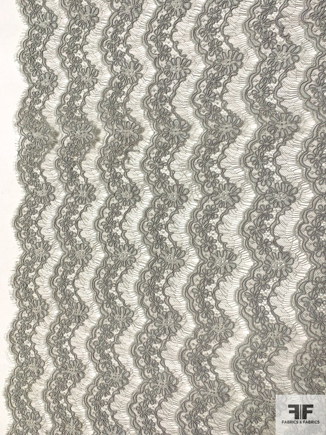 French Alençon Lace - Light Gray