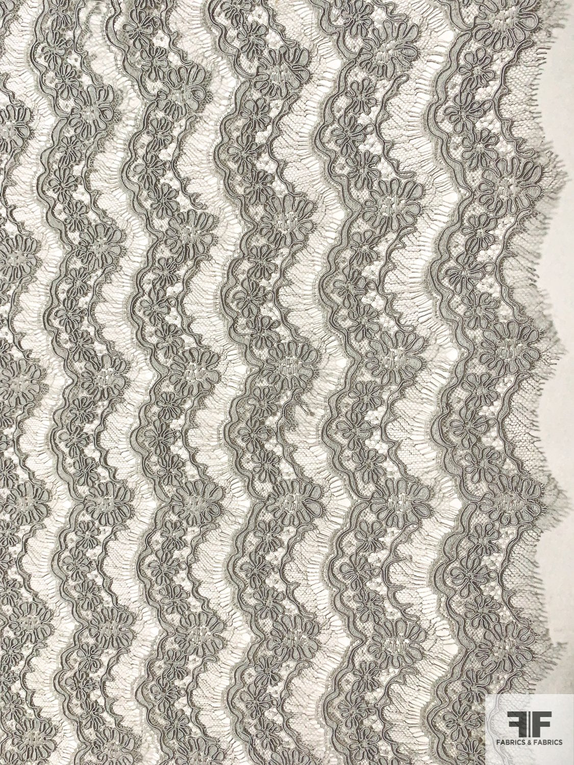 French Alençon Lace - Light Gray