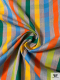 Stiped Yarn-Dyed Polyester Gabardine Suiting - Heather Grey / Yellow / Green / Orange