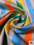 Stiped Yarn-Dyed Polyester Gabardine Suiting - Heather Grey / Yellow / Green / Orange