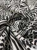 Animal Pattern Collage Cotton Blend Faille - Black / Off-White