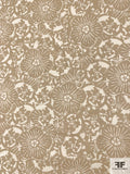 Floral Graphic Printed Stretch Cotton Twill - Tan / Ivory