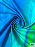 Aurora Borealis Inspired Stretch Cotton Sateen Panel - Blue / Green