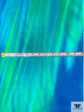 Aurora Borealis Inspired Stretch Cotton Sateen Panel - Blue / Green