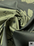 Heavy Splatter Printed Stretch Cotton Twill - Olive / Army Green