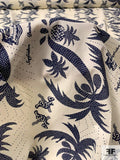 Palm Trees and Pin Dots Cotton Lawn - Navy / Ivory