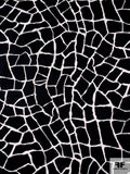Cracked Concrete Look Printed Stretch Cotton Sateen - Black / White