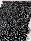 Cracked Concrete Look Printed Stretch Cotton Sateen - Black / White