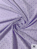 Lightly Textured Ornate Lattice Printed Cotton Voile - Lavender / White