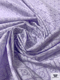 Lightly Textured Ornate Lattice Printed Cotton Voile - Lavender / White