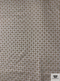 Contemporary Square Lattice Foil Printed Cotton Batiste - Khaki Tan / Silver
