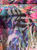 Tropical Leaf Collage Printed Stretch Power Mesh-Tulle - Multicolor