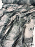 Tie-Dye Printed Stretch Netting - Dark Grey / Light Grey