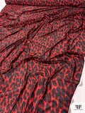 Leopard Printed Stretch Tulle - Red / Black