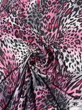 Animal Pattern Printed Stretch Nylon Tulle - Berry / Mauve / Black / Greys